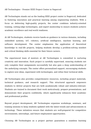 Best IEEE project center in nagercoil