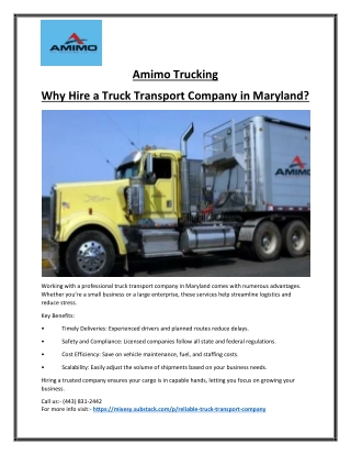 Maryland Transportation Services – Fast & Professional