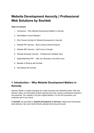 Professional Website Development in Aerocity – Build, Rank & Grow with Sochtek