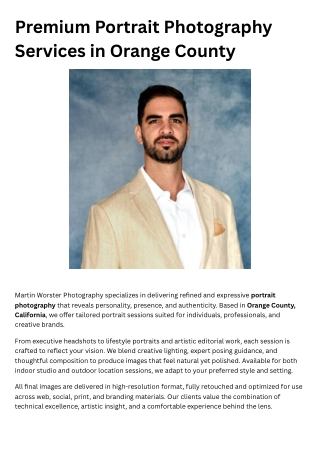 Premium Portrait Photography Services in Orange County