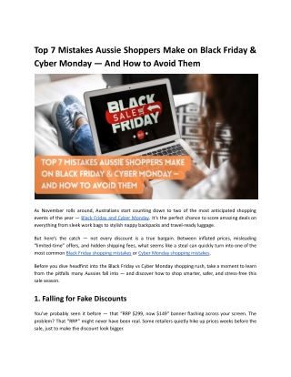 Top 7 Mistakes Aussie Shoppers Make on Black Friday & Cyber Monday