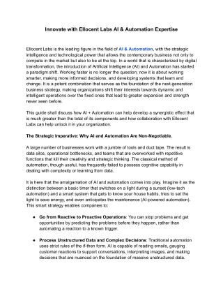 Innovate with Ellocent Labs AI & Automation Expertise