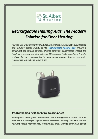 Rechargeable Hearing Aids The Modern Solution for Clear Hearing