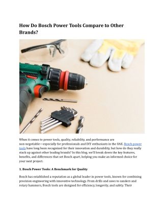 How Do Bosch Power Tools Compare to Other Brands