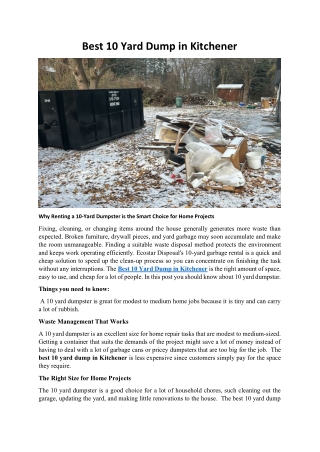 Best 10 Yard Dump in Kitchener