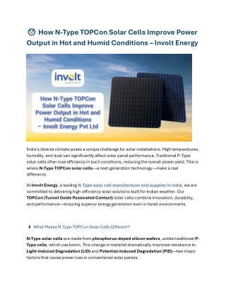 How N-Type TOPCon Solar Cells Improve Power Output in Hot