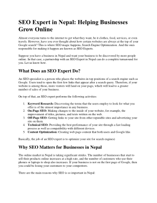 SEO Expert in Nepal