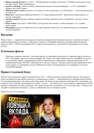 Winity Casino: обзор, приветственный бонус 225%   100 FS и быстрые выплаты