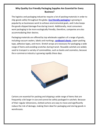 Why Quality Eco Friendly Packaging Supplies Are Essential for Every Business