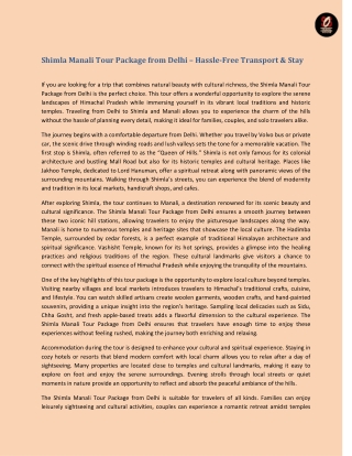 Shimla Manali Tour Package from Delhi – Perfect Family Vacation Plan