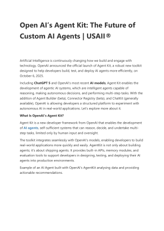 Open AI’s Agent Kit: The Future of Custom AI Agents | USAII®