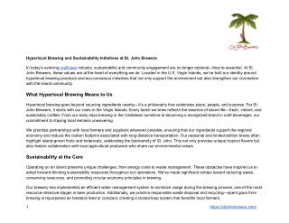 Hyperlocal Brewing and Sustainability Initiatives at St. John Brewers