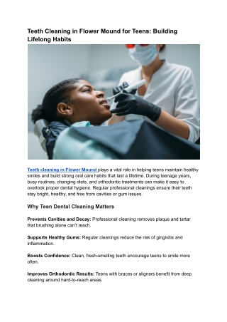 Teeth Cleaning in Flower Mound for Teens_ Building Lifelong Habits