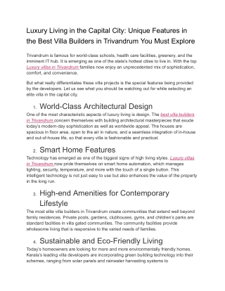 Luxury Living in the Capital City_ Unique Features in the Best Villa Builders in Trivandrum You Must Explore