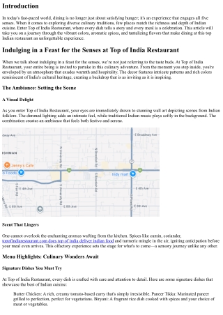 Indulging in a Feast for the Senses at Top of India Restaurant