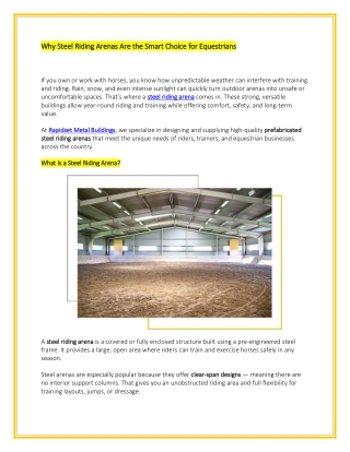 Why Steel Riding Arenas Are the Smart Choice for Equestrians