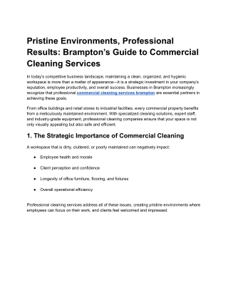 Pristine Environments, Professional Results_ Brampton’s Guide to Commercial Cleaning Services