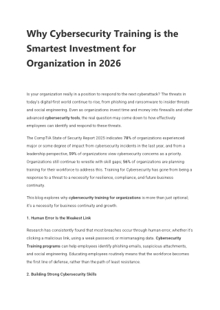 Why Cybersecurity Training is the Smartest Investment for Organization in 2026