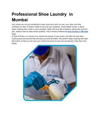 Professional Shoe Laundry  in Mumbai