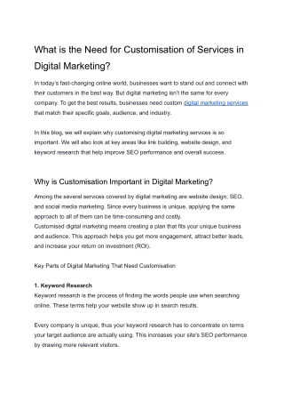What is the Need for Customisation of Services in Digital Marketing - Rank Rocket