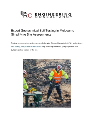 Expert Geotechnical Soil Testing in Melbourne Simplifying Si