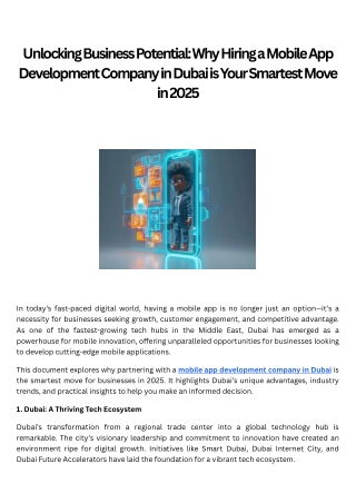 Unlocking Business Potential Why Hiring a Mobile App Development Company in Dubai is Your Smartest Move in 2025