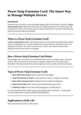 Power Strip Extension Cord: The Smart Way to Manage Multiple Devices
