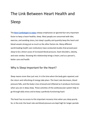 The Link Between Heart Health and Sleep
