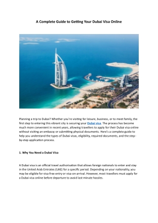 A Complete Guide to Getting Your Dubai Visa Online