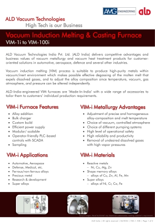 Vacuum Induction Melting & Casting Furnace - ALD India