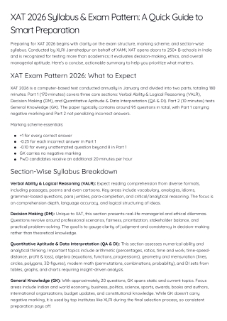 XAT 2026 Syllabus & Exam Pattern: Complete Section-Wise Preparation Guide