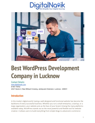 Best WordPress Development Company in Lucknow