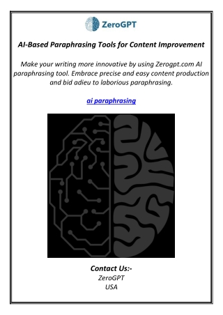 AI-Based Paraphrasing Tools for Content Improvement