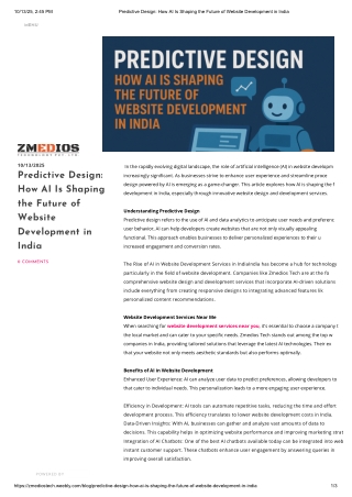 Predictive Design: How AI Is Shaping the Future of Website Development in India