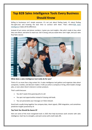 Top B2B Sales Intelligence Tools Every Business Should Know
