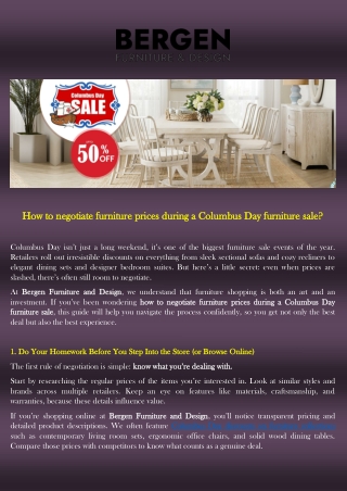 How to negotiate furniture prices during a Columbus Day furniture sale?