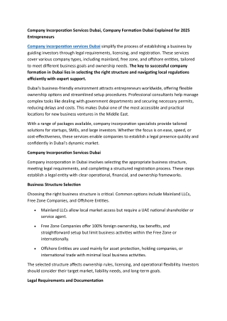 Company Incorporation Services Dubai, Company Formation Dubai Explained for 2025 Entrepreneurs