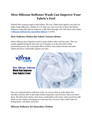 How Silicone Softener Wash Can Improve Your Fabric’s Feel