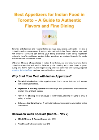 Best Appetizers for Indian Food in Toronto – Taste Authentic Flavors Today