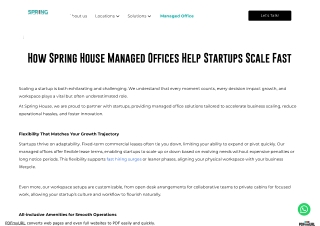 How Spring House Managed Offices Help Startups Scale Fast