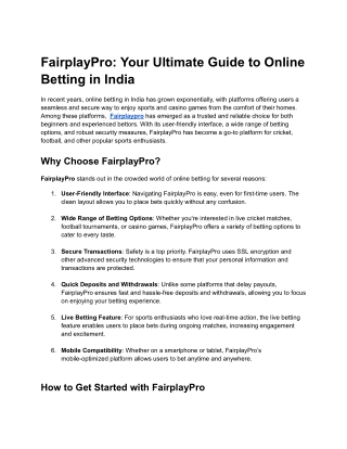 FairplayPro Guide to Safe Online Betting