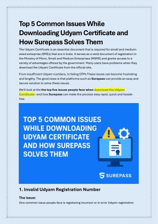 Top 5 Common Issues While Downloading Udyam Certificate and How Surepass Solves