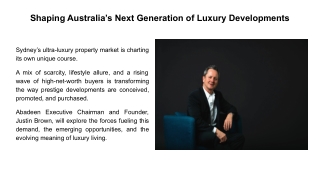 Shaping Australia’s Next Generation of Luxury Developments