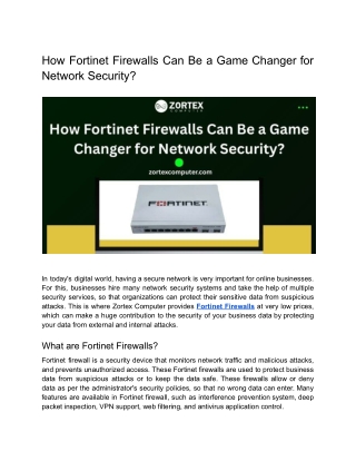 How Fortinet Firewalls Can Be a Game Changer for Network Security