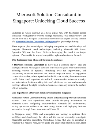 Microsoft Solution Consultant in Singapore_ Unlocking Cloud Success