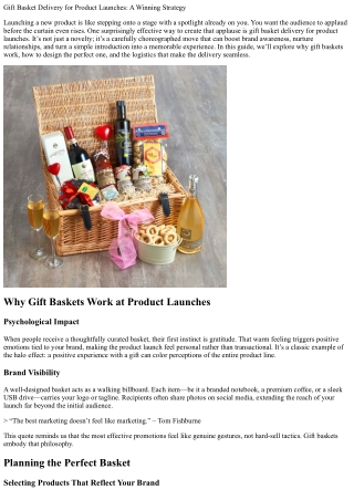 Gift Basket Delivery for Product Launches: A Winning Strategy