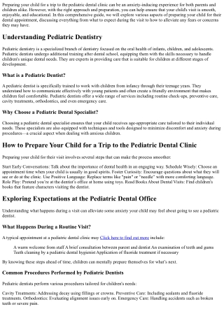 How to Prepare Your Child for a Trip to the Pediatric Dental Clinic