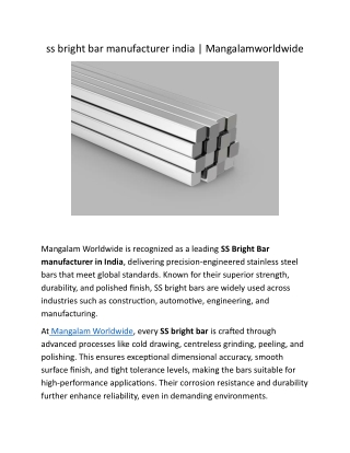 ss bright bar manufacturer india