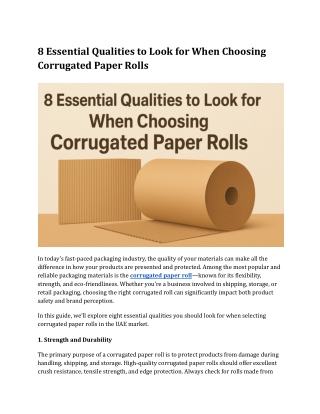 8 Essential Qualities to Look for When Choosing Corrugated Paper Rolls