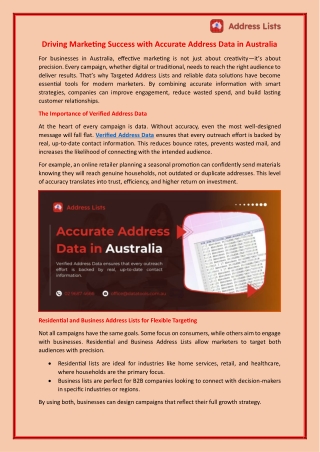 Driving Marketing Success with Accurate Address Data in Australia